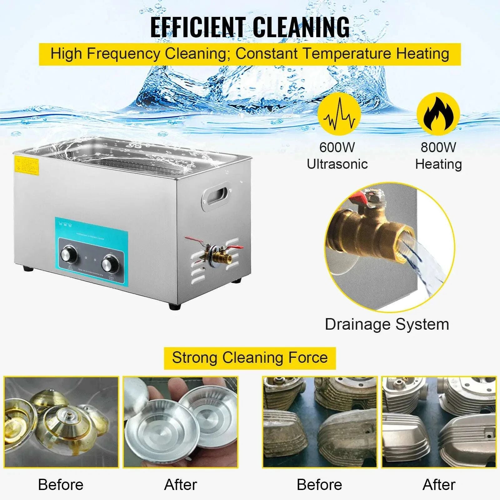 Ultrasonic Cleaner with Heating 2L–30L Deep Cleaning Machine-6.5 L / spain