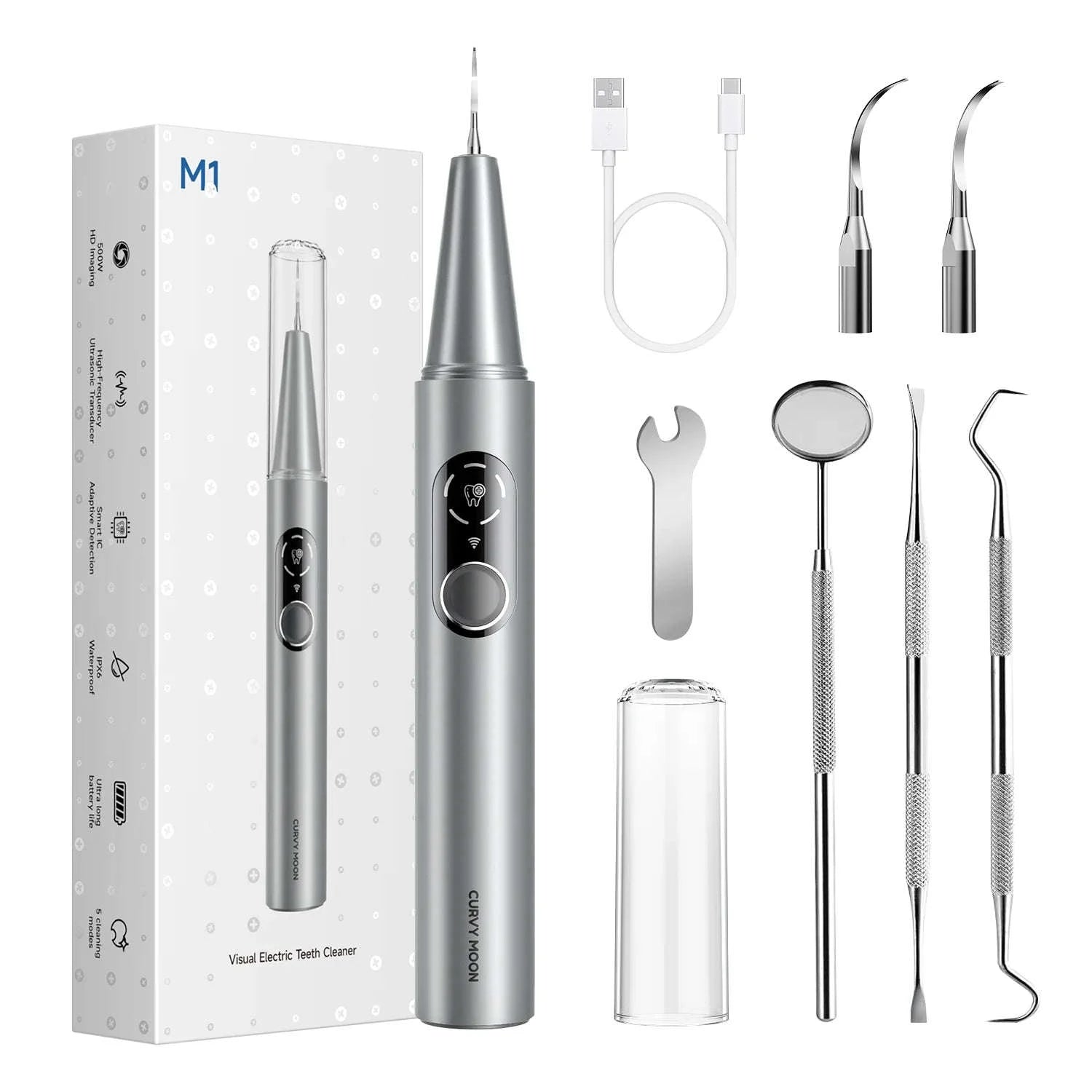 Ultrasonic Tooth Cleaner with Camera Tartar Remover Tool-as show
