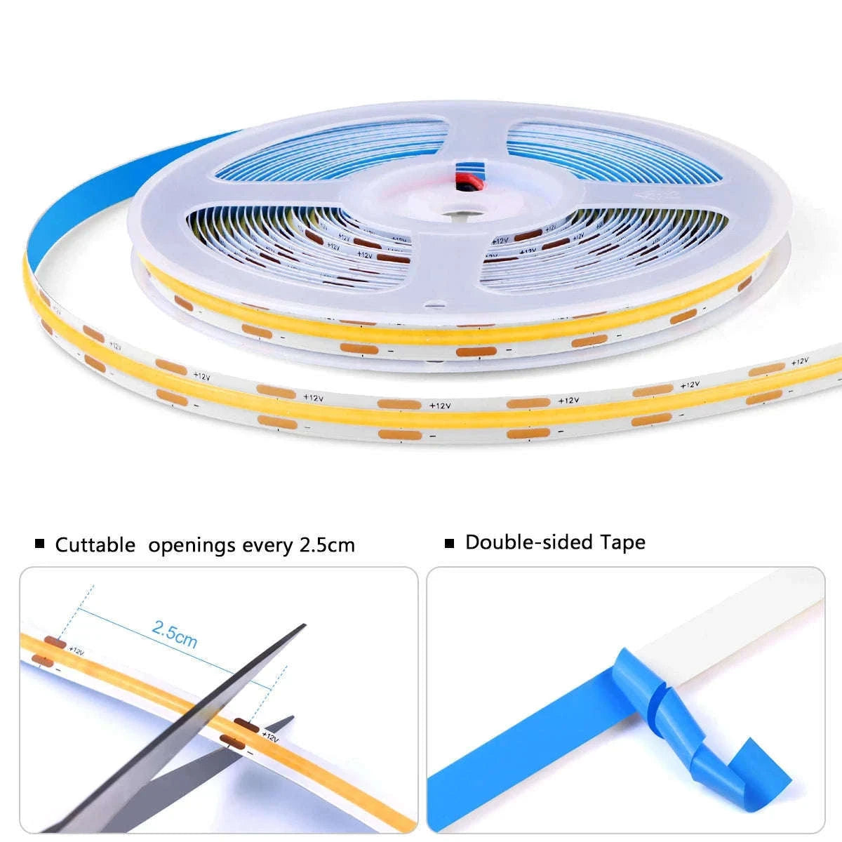 Under Cabinet COB LED Strip Light with Touch Dimmer-2PCS LED Strip / Neutral White / EU Power Plug|2m