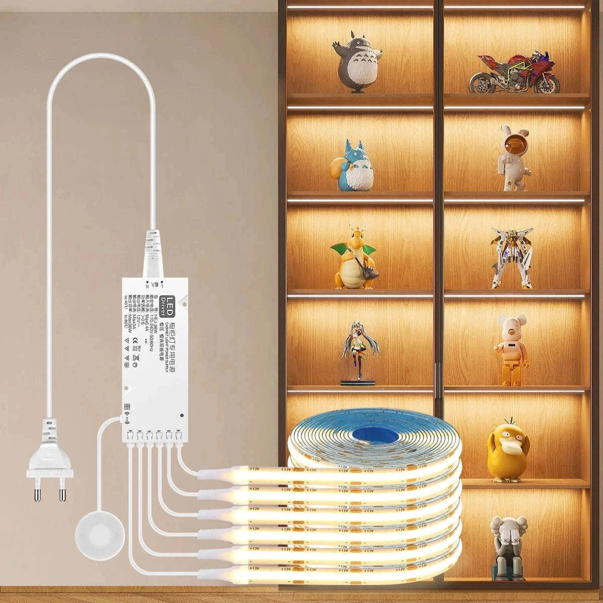 Under Cabinet COB LED Strip Light with Touch Dimmer-2PCS LED Strip / Neutral White / EU Power Plug|2m