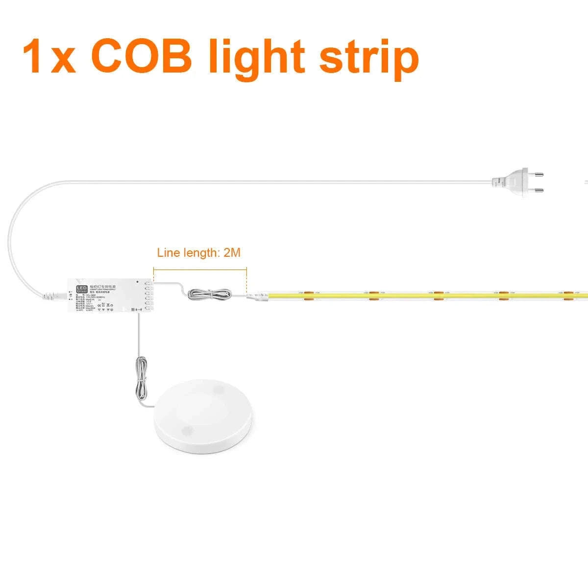 Under Cabinet COB LED Strip Light with Touch Dimmer-2PCS LED Strip / Neutral White / EU Power Plug|2m