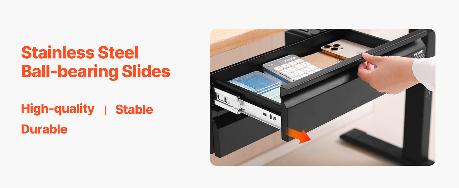 2-Tier Under Desk Drawer Organizer 16" Pull-Out Storage