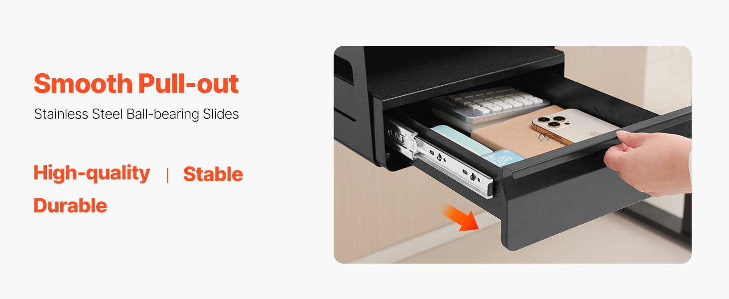 Lockable Under Desk Drawer Organizer with Slide-Out Storage