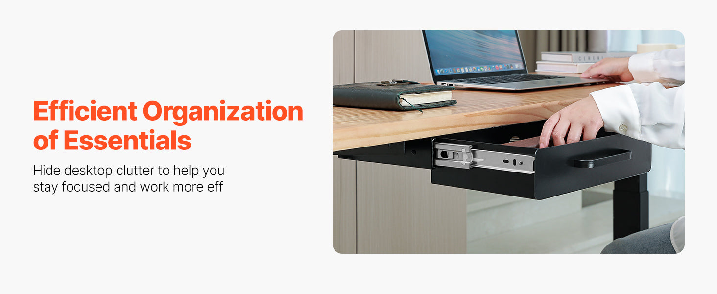 Under Desk Pull-Out Drawer Organizer with Smooth Slide Storage