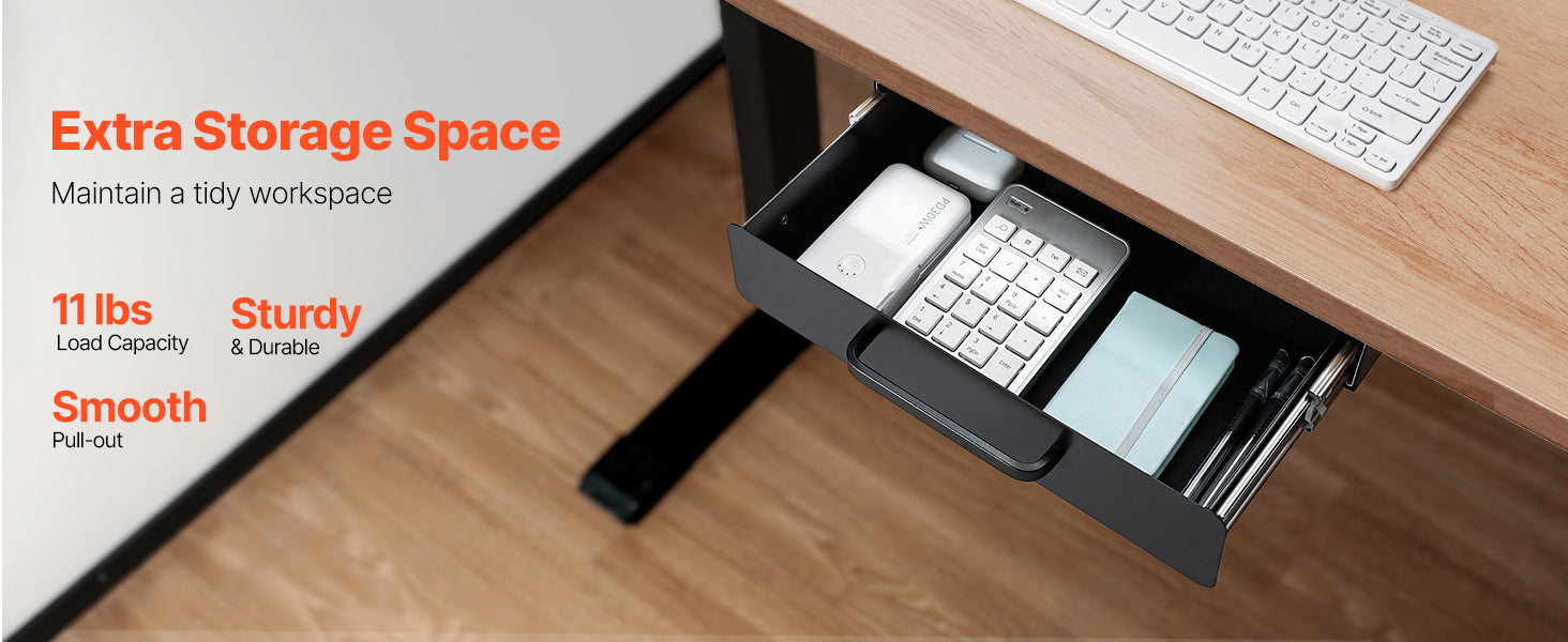 Under Desk Pull-Out Drawer Organizer with Smooth Slide Storage