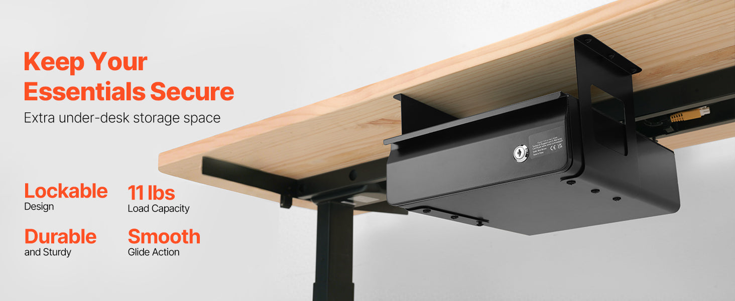 Lockable Under Desk Drawer Organizer with Slide-Out Storage