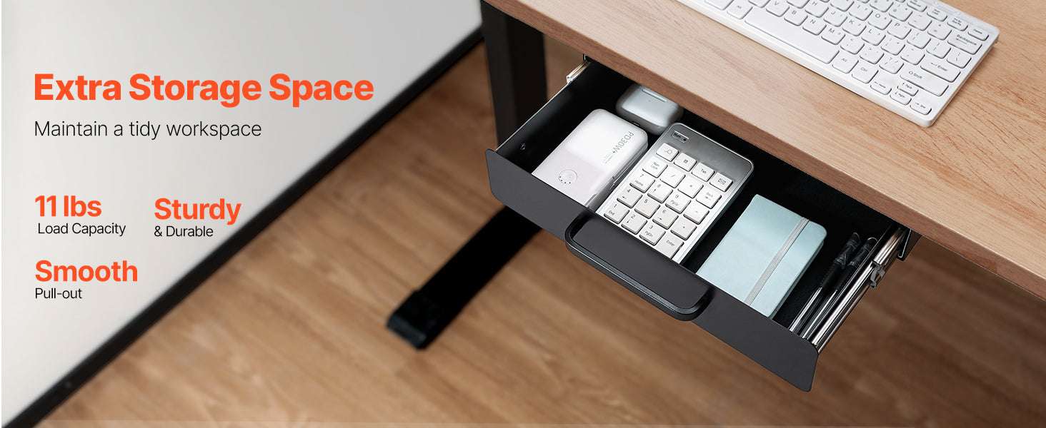 Under Desk Pull-Out Drawer Organizer with Smooth Slide Storage-13 in / United States