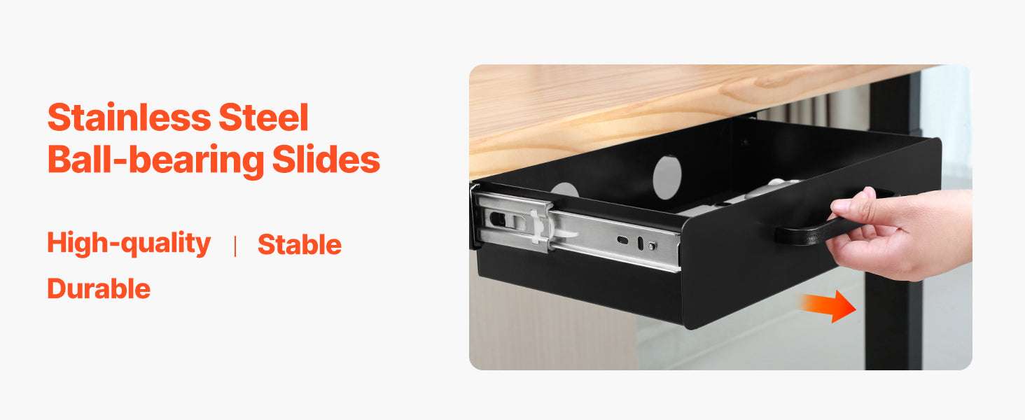 Under Desk Pull-Out Drawer Organizer with Smooth Slide Storage-13 in / United States