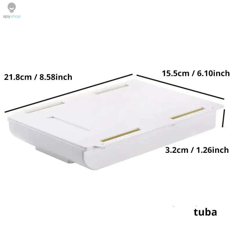 Under-Desk Storage Drawer – Hidden Workspace Organizer with Adhesive Mount-Grey L