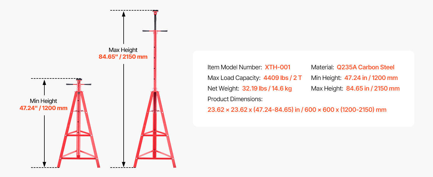 Under Hoist Tripod Stand 2 Ton Adjustable Height-2T / United States