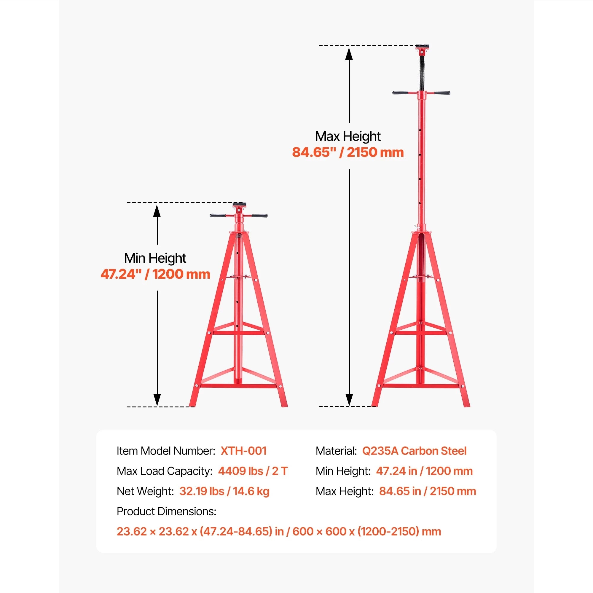 Under Hoist Tripod Stand 2 Ton Adjustable Height-2T / United States