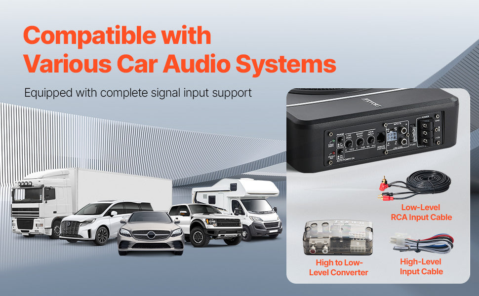 Subwoofer per auto da 8" sotto il sedile con amplificatore integrato 240W di potenza di picco