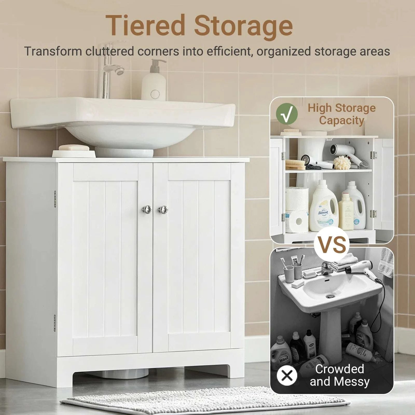 Under Sink Bathroom Cabinet with U-Shape Storage 60x60x30cm-Dark Grey / GERMANY