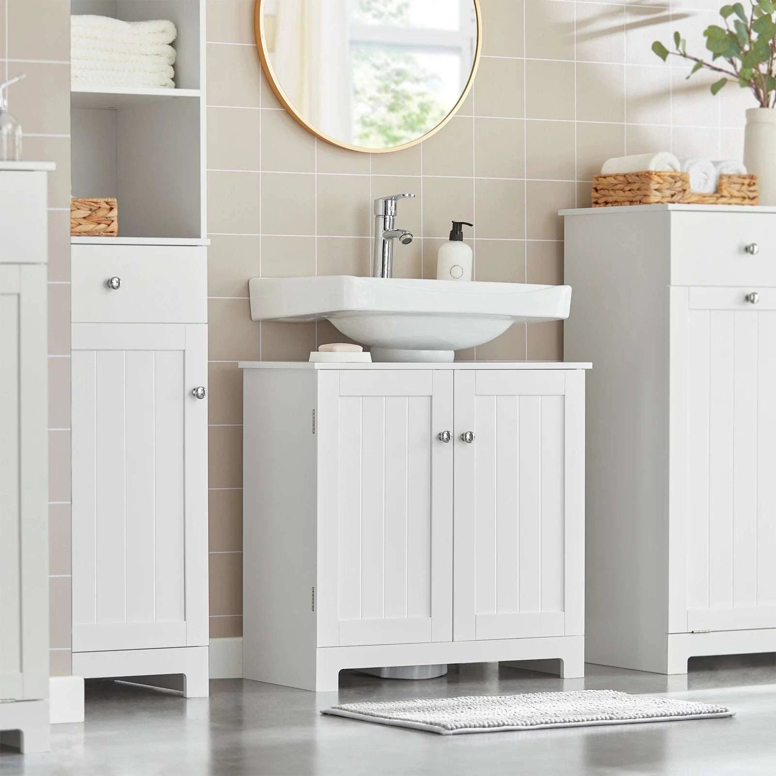 Under Sink Bathroom Cabinet with U-Shape Storage 60x60x30cm-Dark Grey / GERMANY