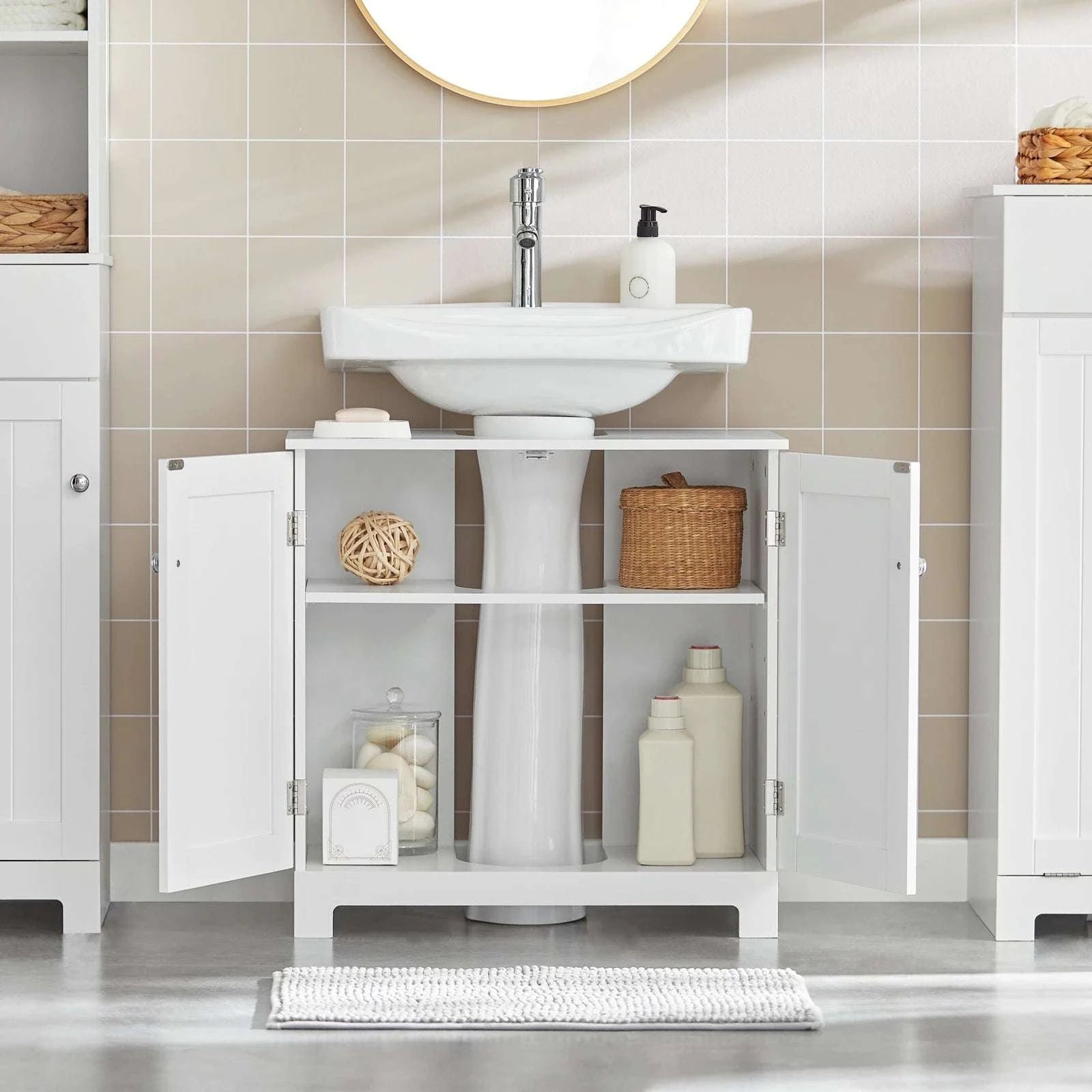 Under Sink Bathroom Cabinet with U-Shape Storage 60x60x30cm-Dark Grey / GERMANY