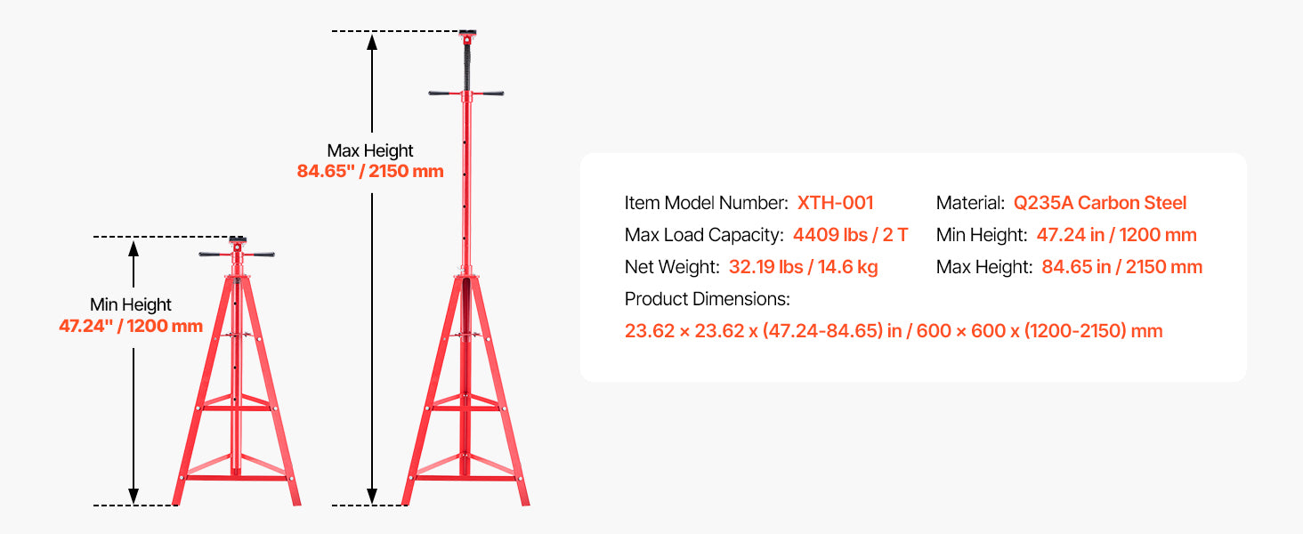 Under Hoist Tripod Stand 2 Ton Adjustable Height