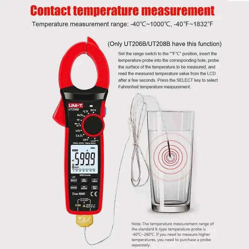 UNI-T True RMS Digital Clamp Meter, 1000A Electrical Tester-UT206B / CHINA