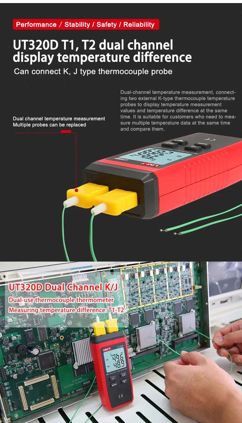 UNI-T UT320D Dual Channel Thermometer-UT320A