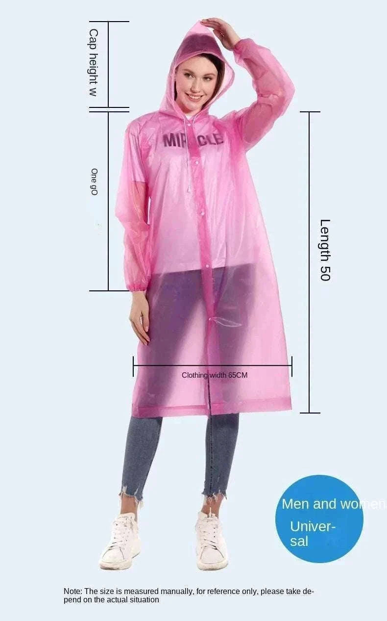 Unisex EVA Waterproof Raincoat with Hood and Button Front-black