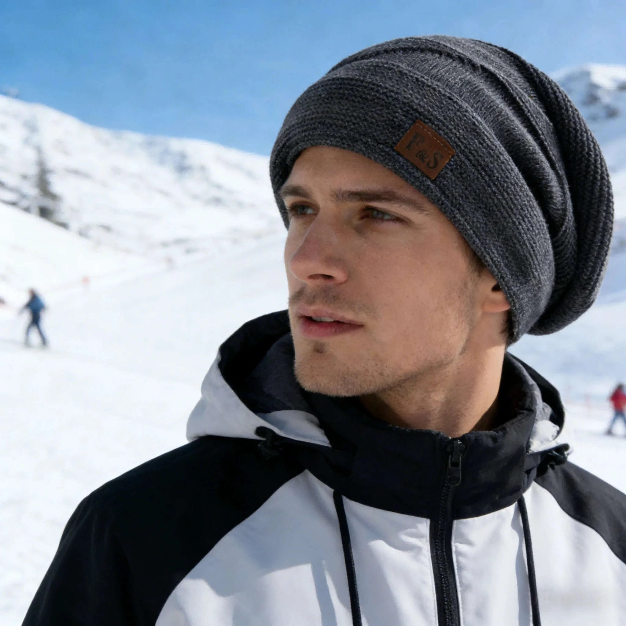 Unisex Slouchy Winter Hat with Fur Lining — Warm Casual Beanie-White / 56cm-60cm