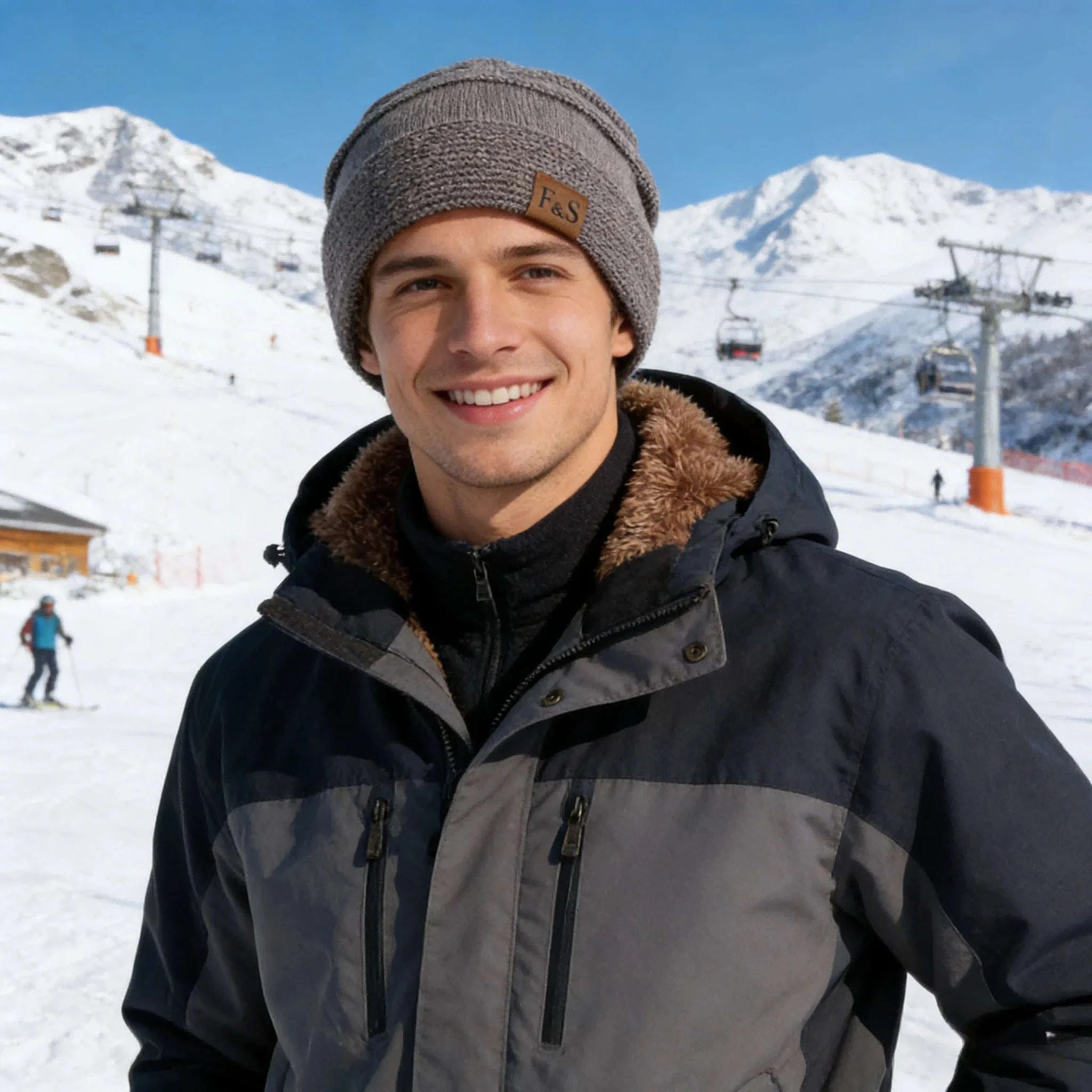 Unisex Slouchy Winter Hat with Fur Lining — Warm Casual Beanie-White / 56cm-60cm