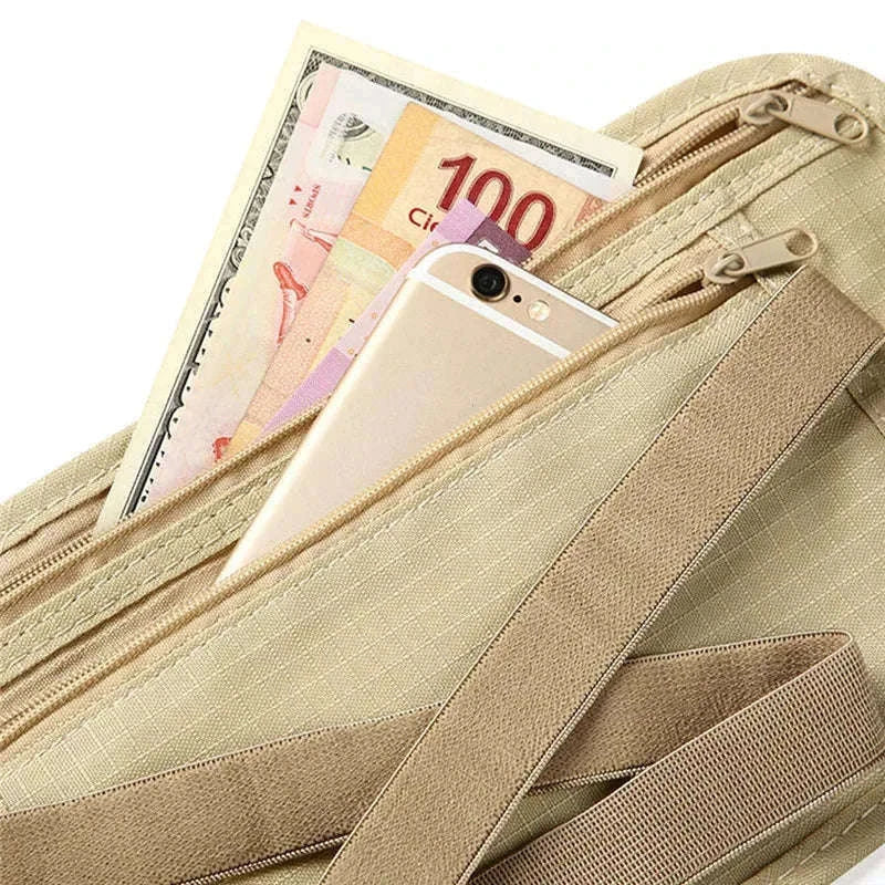 Unisex Travel Waist Pouch with Hidden Security Storage-black