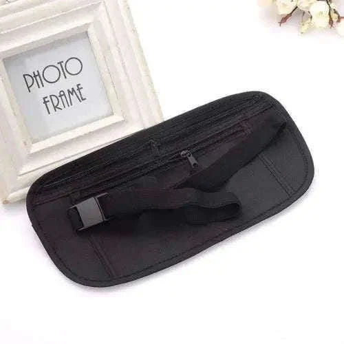Unisex Travel Waist Pouch with Hidden Security Storage-black