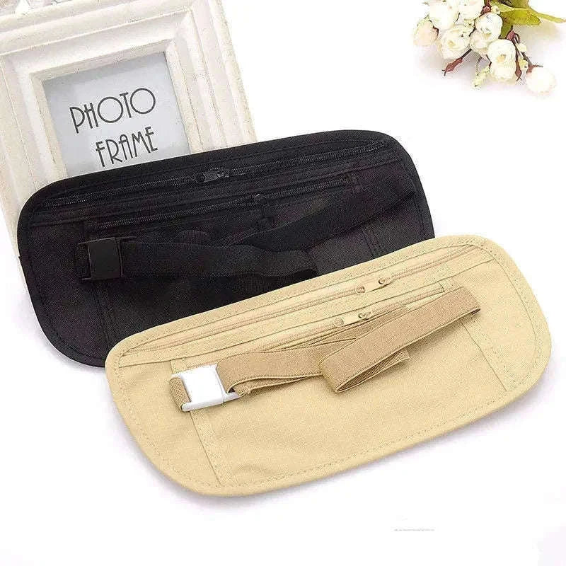 Unisex Travel Waist Pouch with Hidden Security Storage-black