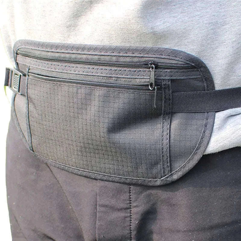 Unisex Travel Waist Pouch with Hidden Security Storage-black