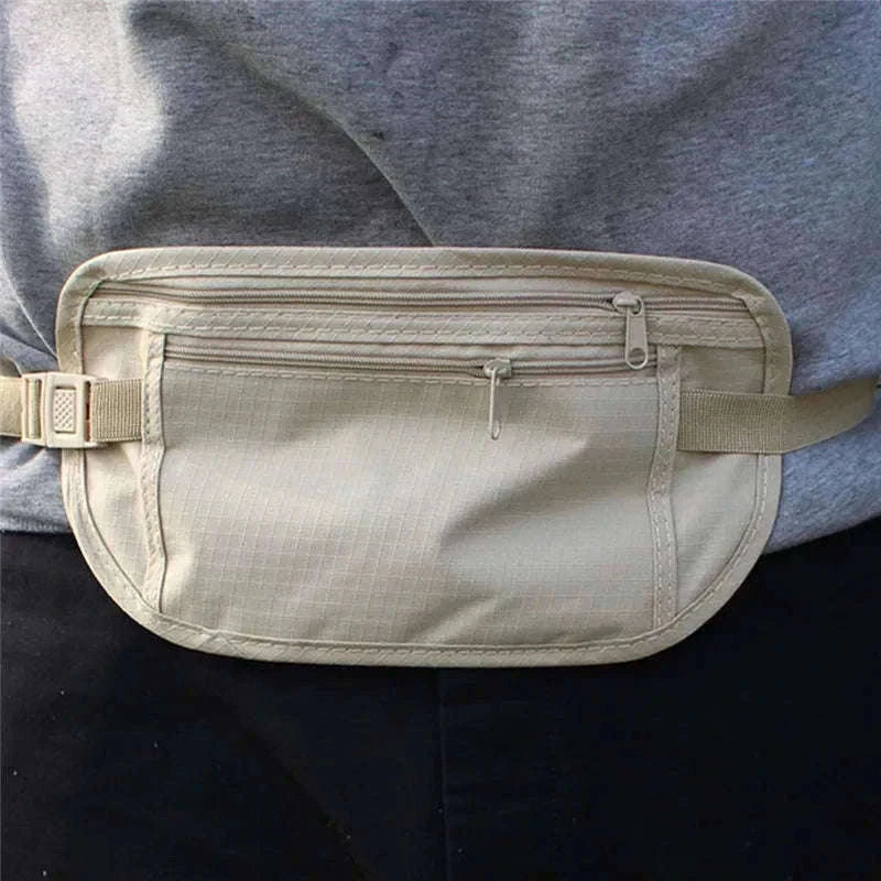 Unisex Travel Waist Pouch with Hidden Security Storage-black