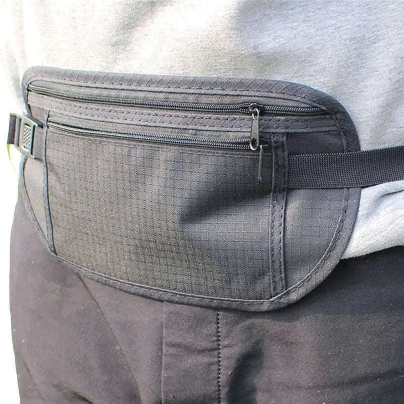 Unisex Travel Waist Pouch with Hidden Security Storage-black