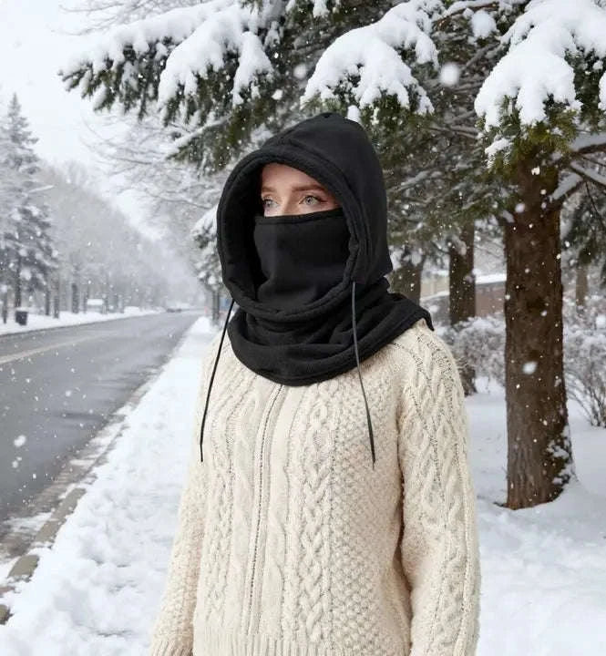 Unisex Winter Balaclava Knit Hood-Grey