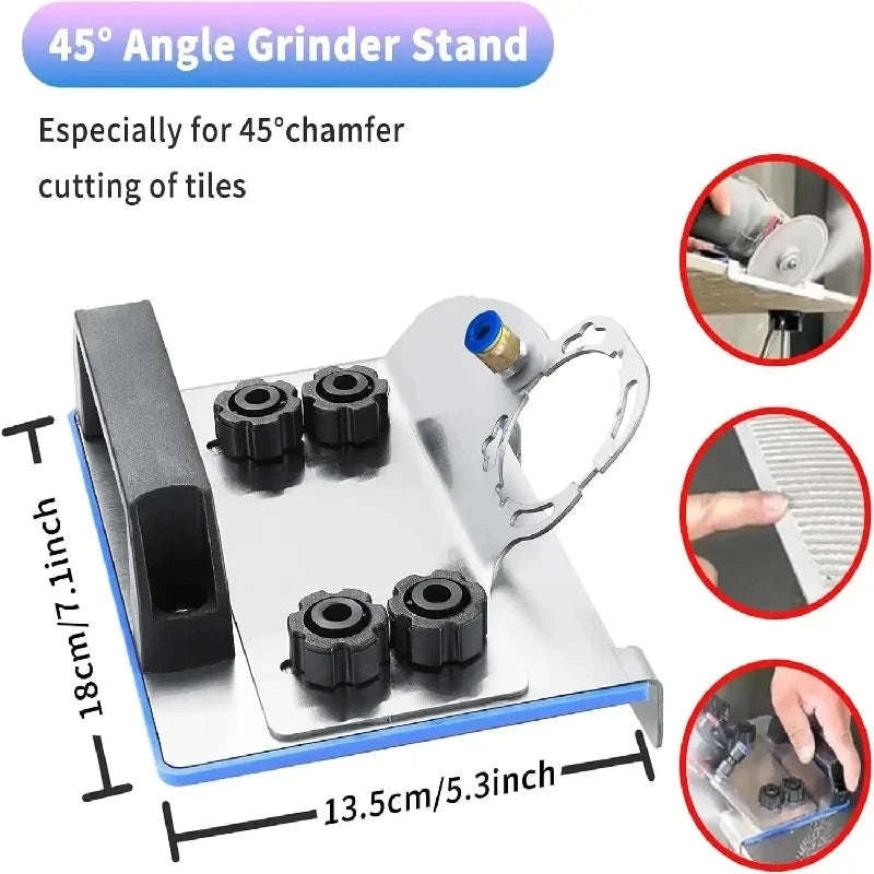 Universal 100° Angle Grinder Stand for Tile 45° Chamfer Cutting-Silver