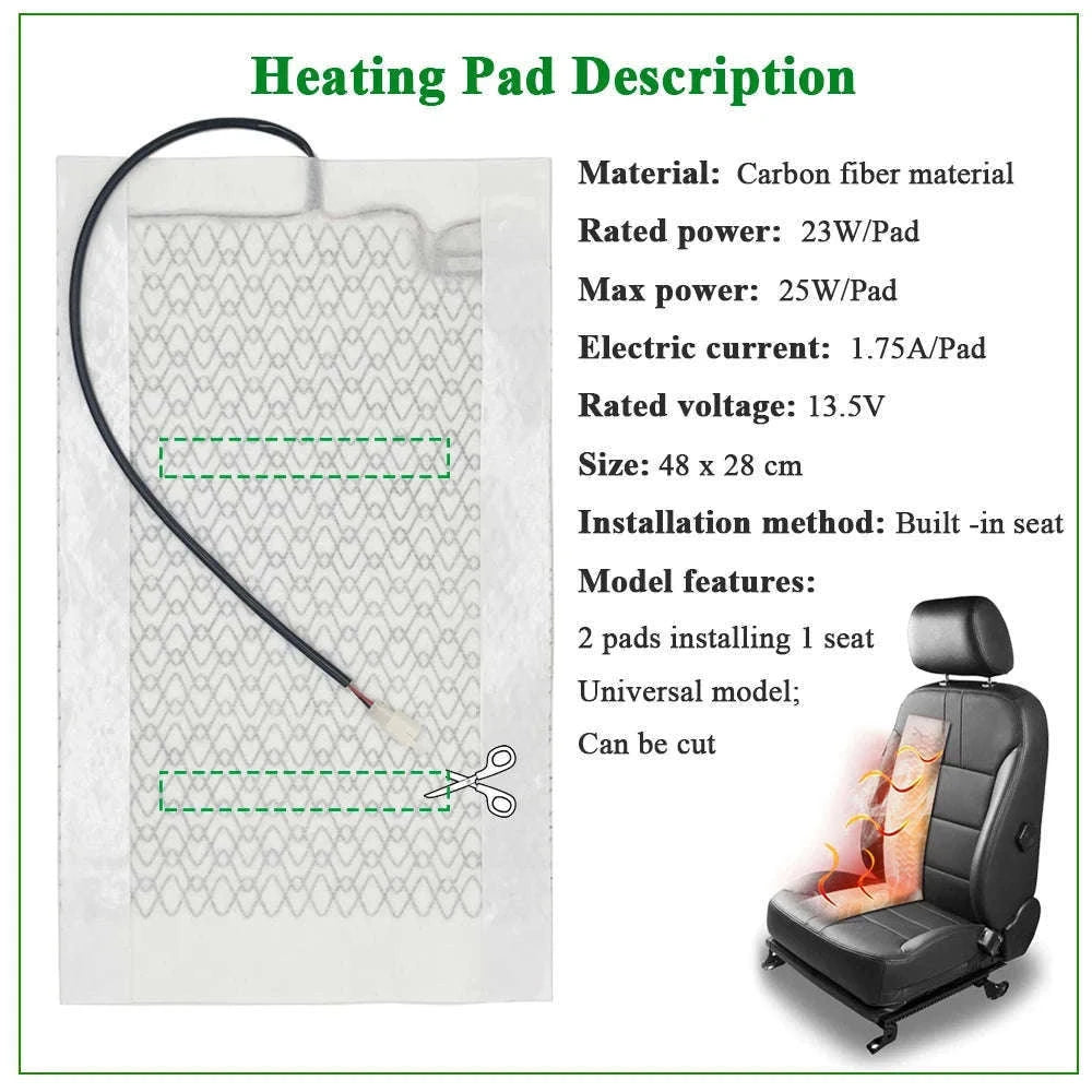 Universal 100W Built-In Car Seat Heater Kit for Two Seats-Universal model A