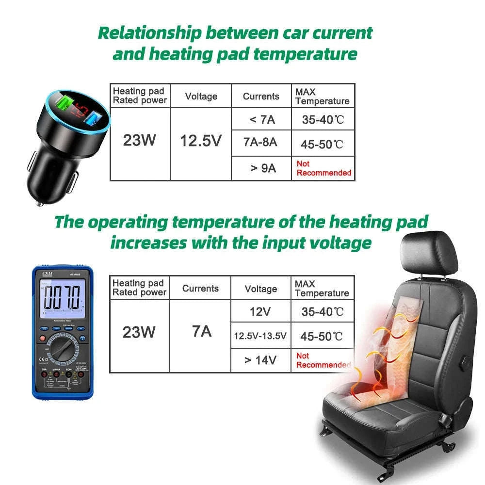 Universal 100W Built-In Car Seat Heater Kit for Two Seats-Universal model A