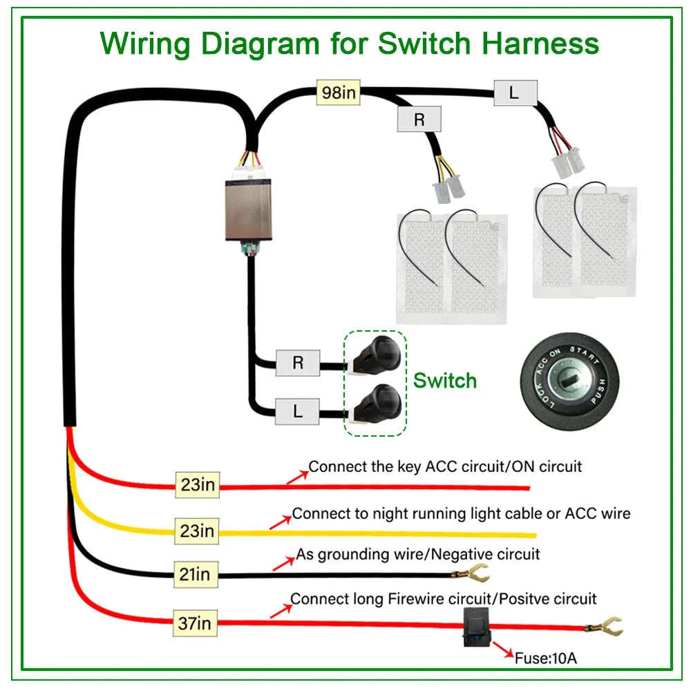 Universal 100W Built‑In Car Seat Heater Kit for Two Seats-Universal model A