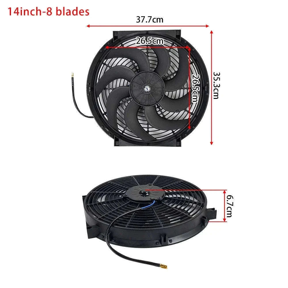 Universal 12V Car Radiator Cooling Fan 7-16 Inch-14inch