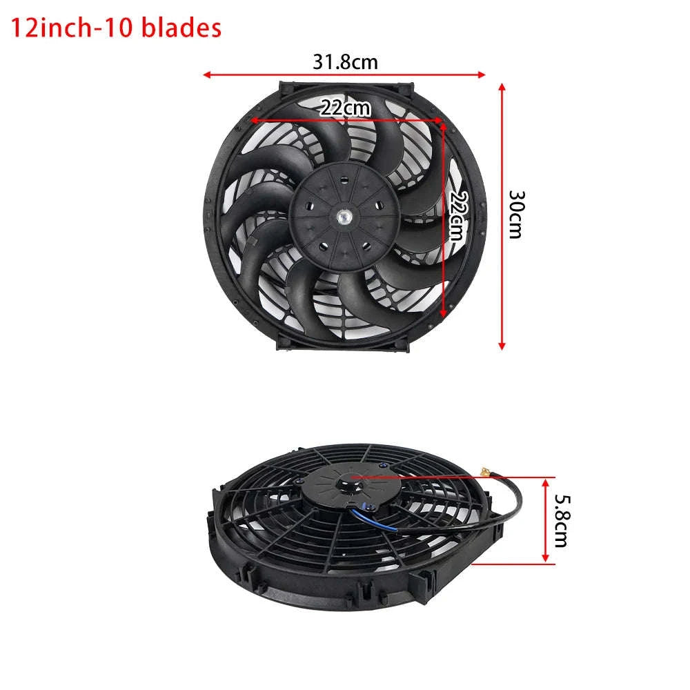 Universal 12V Car Radiator Cooling Fan Kit-7inch