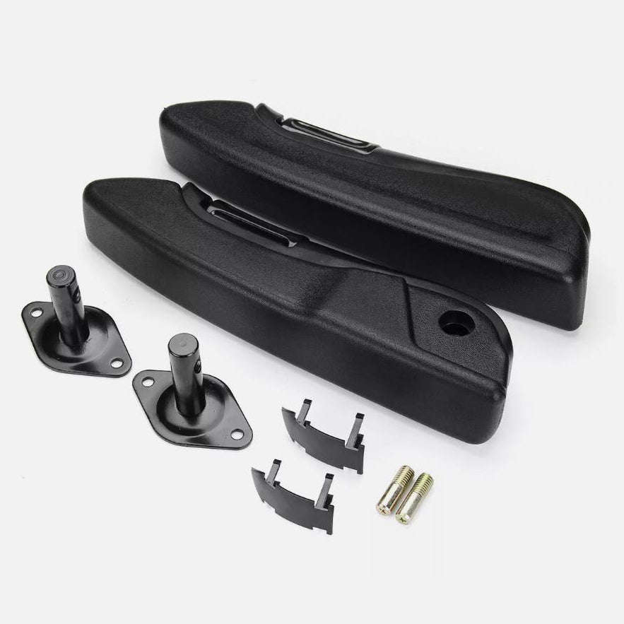 Universal Adjustable Car Seat Armrest Pair Kit PU Leather-black / Germany
