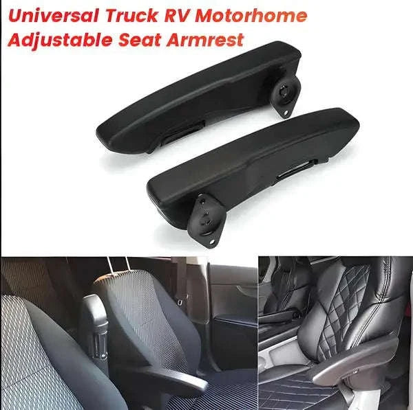 Universal Adjustable Car Seat Armrest Pair Kit PU Leather-black / Germany
