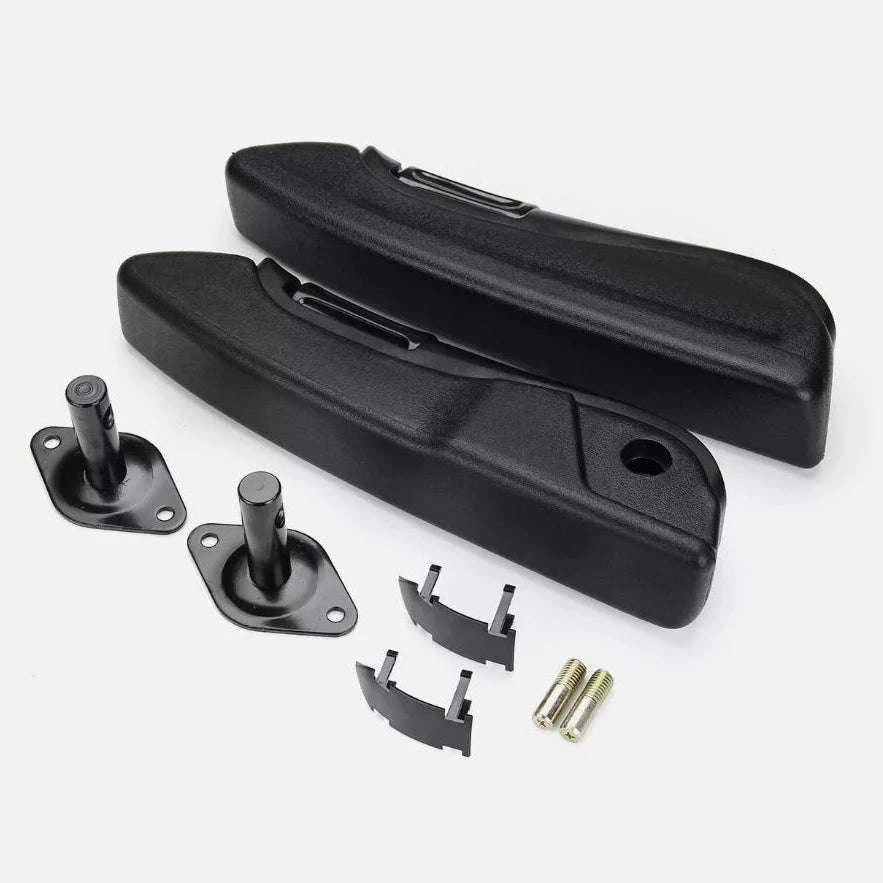 Universal Adjustable Car Seat Armrest Pair Kit PU Leather-black / Germany
