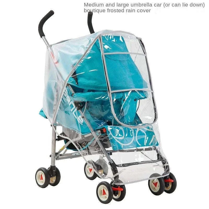 Universal Baby Stroller Rain Cover for Wet, Windy Walks-PEVA side net