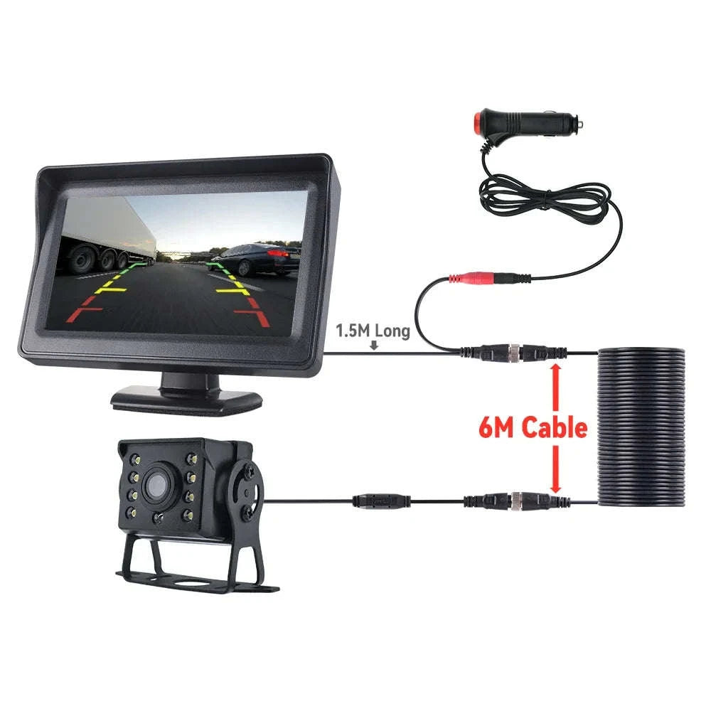 Universal Backup Car Rear View Camera with 5 Inch Monitor-4.3inch 6M