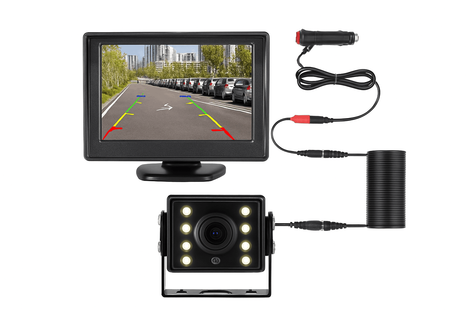Universal Backup Car Rear View Camera with Monitor-4.3inch 10M