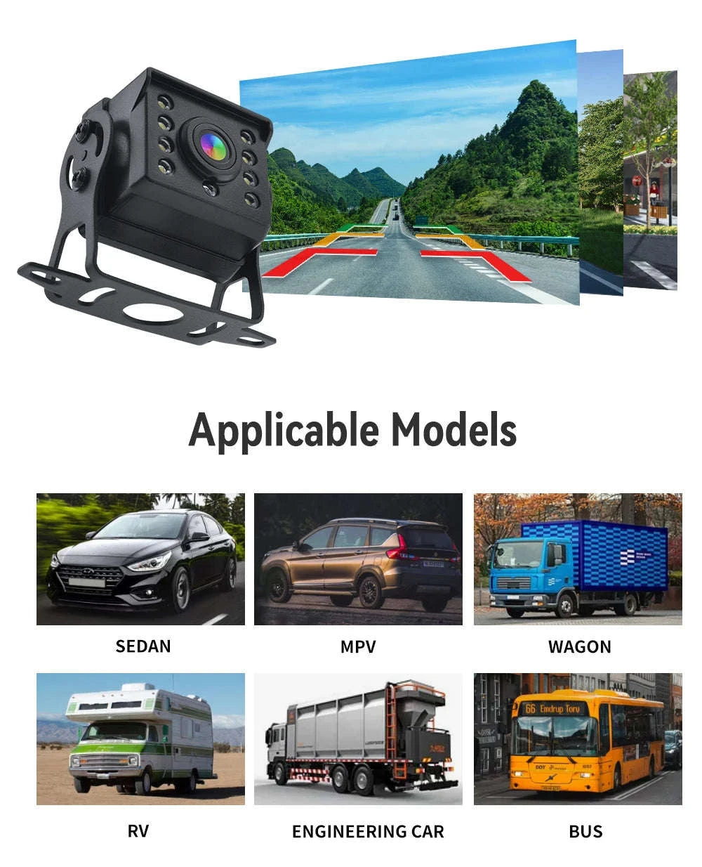 Universal Backup Car Rear View Camera with Monitor-4.3inch 10M