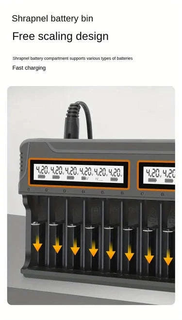 Universal Battery Charger with LCD for 18650 AA AAA 12 Slots-black / US / United States