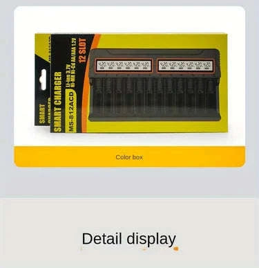 Universal Battery Charger with LCD for 18650 AA AAA 12 Slots-black / US / United States