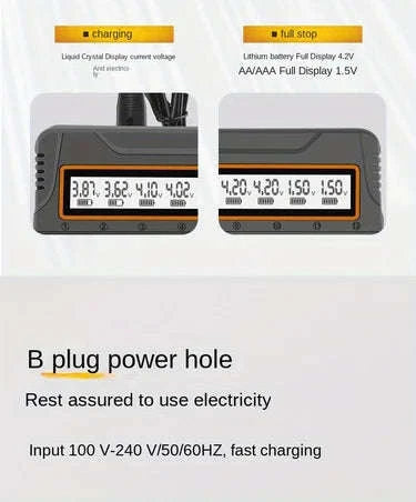 Universal Battery Charger with LCD for 18650 AA AAA 12 Slots-black / US / United States