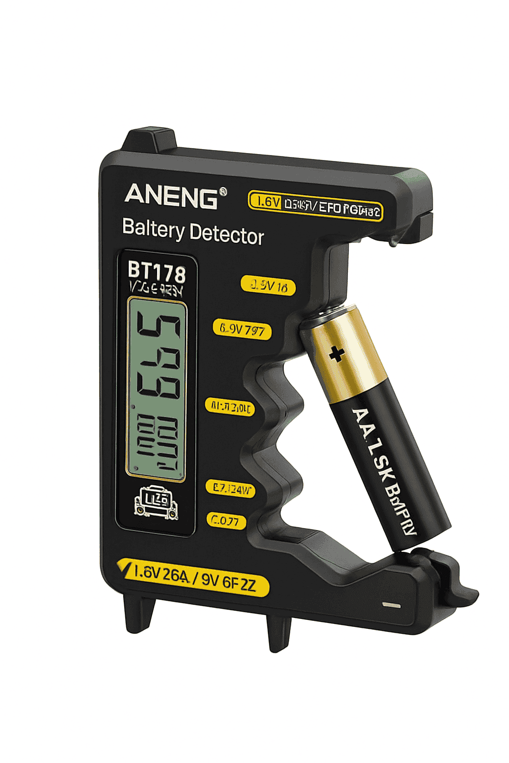 Universal Battery Tester for AA AAA C D 9V Button Cell and Lithium-Black