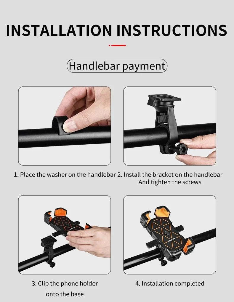 Universal Bike Phone Holder Mount for 4.5–7.2 Inch Devices-Orange Handlebar